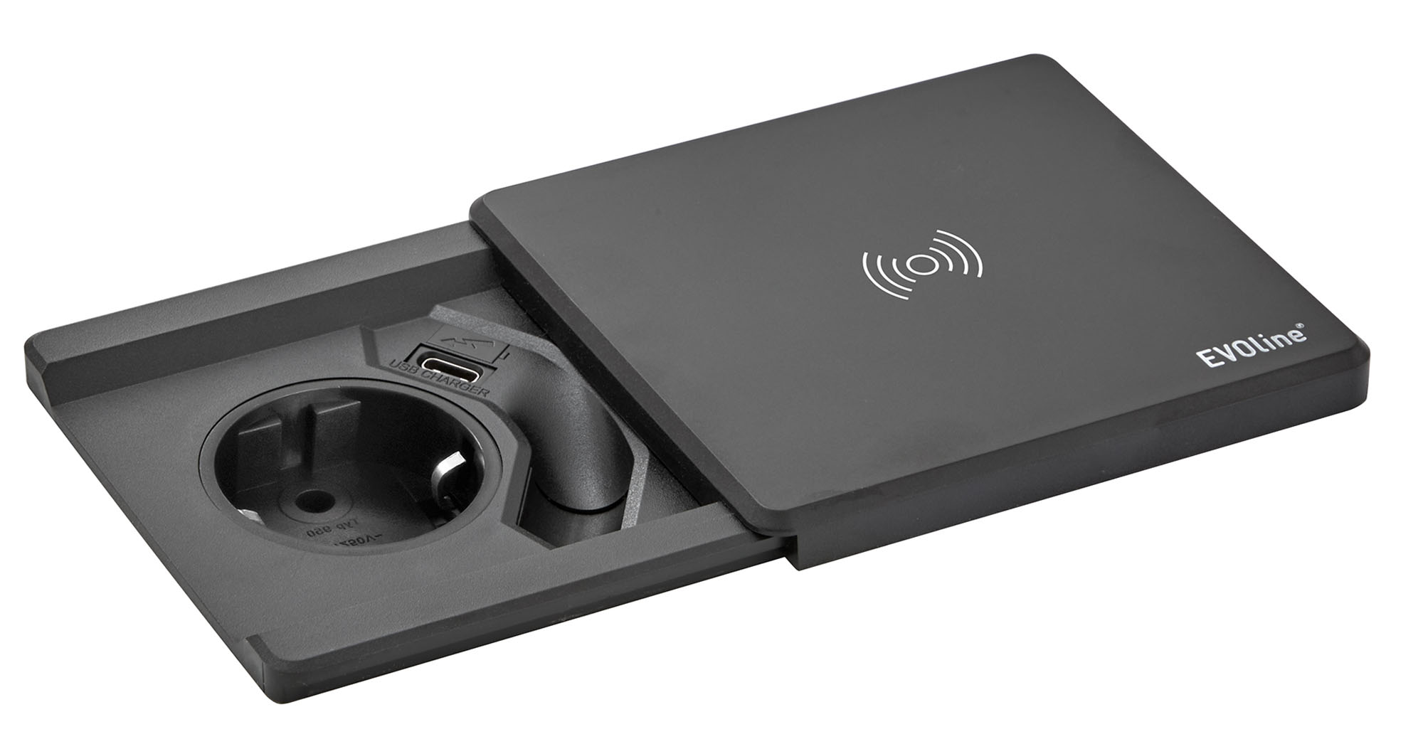 EVOline Square 80 - Steckdose mit induktive Ladefunktion und USB C Charger EVOline Square 80 - Steckdose mit induktive Ladefunktion und USB C Charger