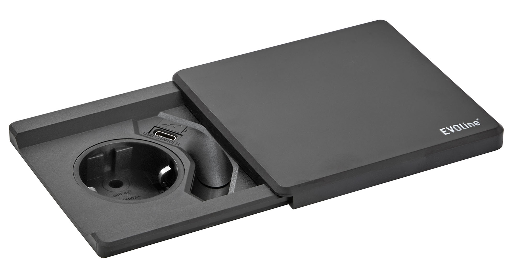 EVOline Square 80 - Steckdose mit USB Charger Typ C - schwarz EVOline Square 80 - Steckdose mit USB Charger Typ C - schwarz