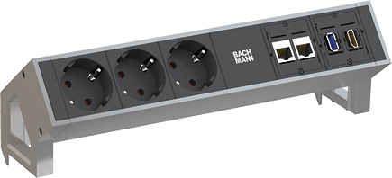 BACHMANN 3-fach Tischsteckdose DESK 2 mit 2 x Ethernet, USB-A 3.0, HDMI Buchse BACHMANN 3-fach Tischsteckdose DESK 2 mit 2 x Ethernet, USB-A 3.0, HDMI Buchse
