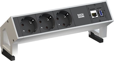 BACHMANN 3-fach Tischsteckdose DESK 2 mit Ethernet und USB-A 3.0 Buchse BACHMANN 3-fach Tischsteckdose DESK 2 mit Ethernet und USB-A 3.0 Buchse