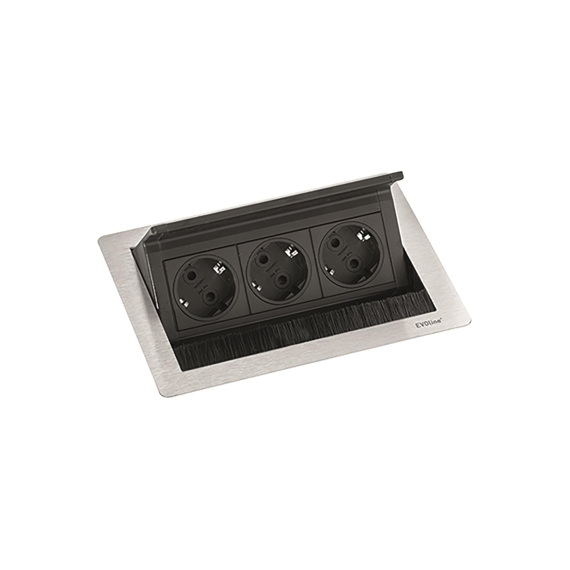 EVOline FlipTop Push 3-fach Einbausteckdose EVOline FlipTop Push 3-fach Einbausteckdose