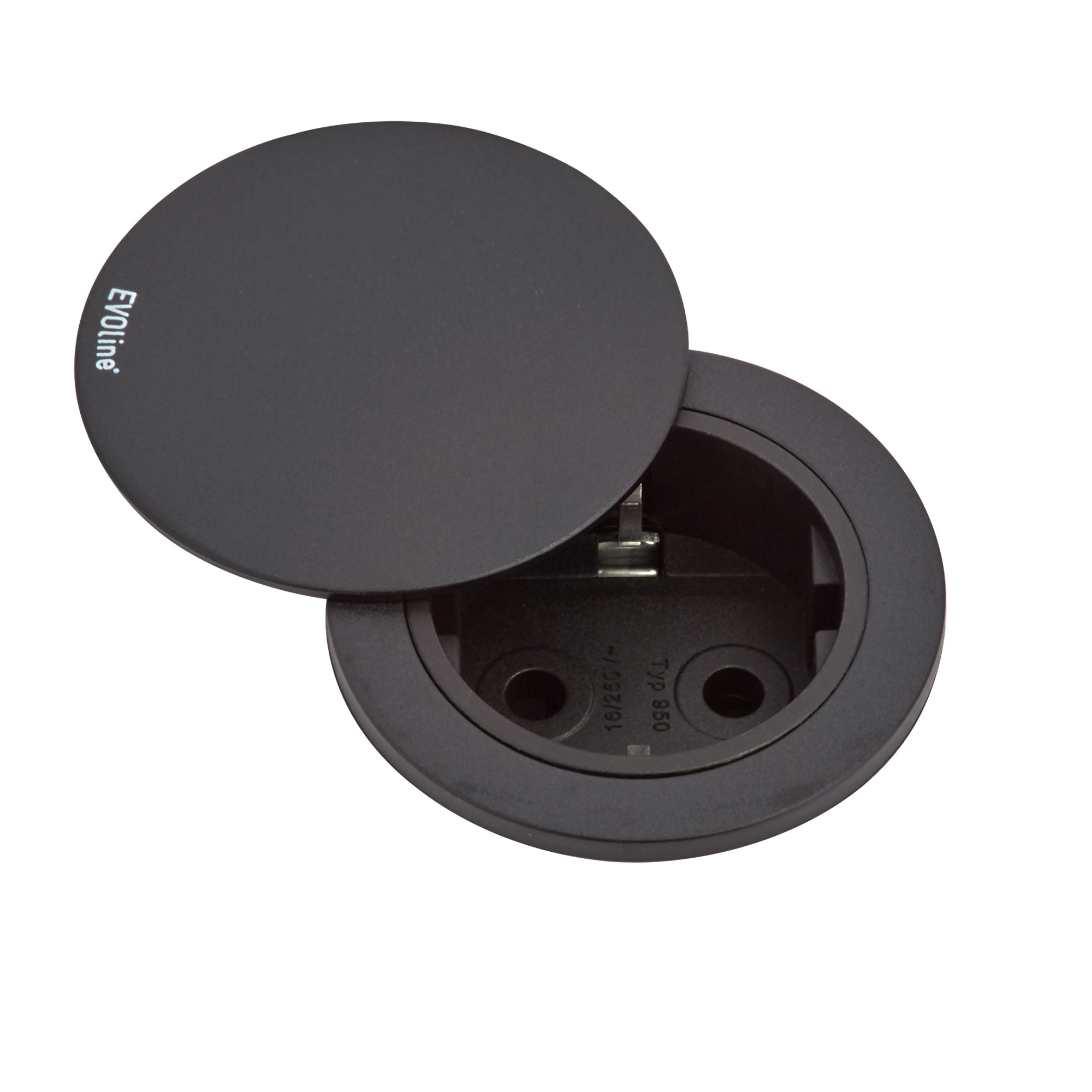 EVOline One runde Einbausteckdose mit Deckel EVOline One runde Einbausteckdose mit Deckel