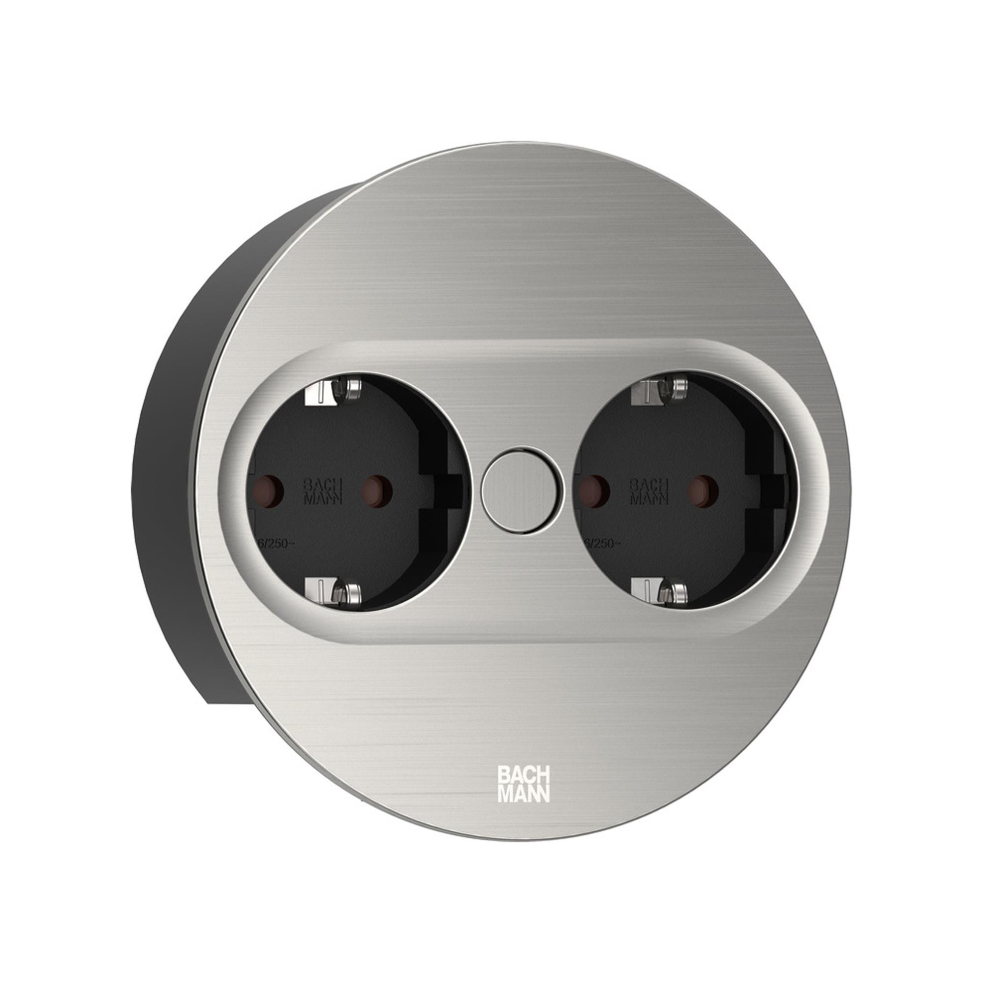 BACHMANN 2-fach Einbausteckdose TWIST 2 mit Drehdeckel, rund BACHMANN 2-fach Einbausteckdose TWIST 2 mit Drehdeckel, rund