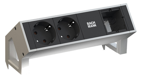 BACHMANN 2-fach Tischsteckdose DESK 2 mit Costum-Modul BACHMANN 2-fach Tischsteckdose DESK 2 mit Costum-Modul