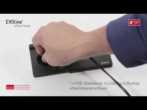 EVOline Square 80 - Steckdose mit USB Charger Typ C - schwarz
